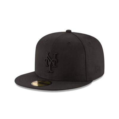 New York Mets Gorra | New Era MLB Black On Black 59fifty Fitted Cap Mexico - Negros